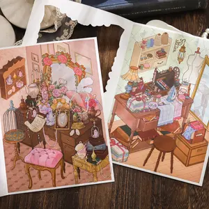 4 Sheets/bag Pet Material Sticker Pack, Old Desk Series Table Theme Decorative Materials, Hand Account Stationery Water Bottle Multi-Scene Decals, Crafts, Decorative Stickers