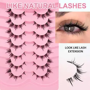 7 Pairs Cat Eye Pointed False Eyelashes, Anime Korean Style Natural Look, Fake Lashes for Daily Wear Makeup, Enhance Your Eyes