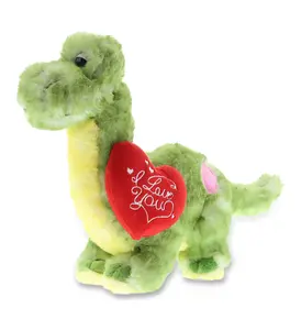DOLLIBU Soft Stuffed Dinosaur Plush Toy - Cuddly Stuffed Animal, Super-Soft Polyester Toy with Red Heart Embroidered "I Love You" Message