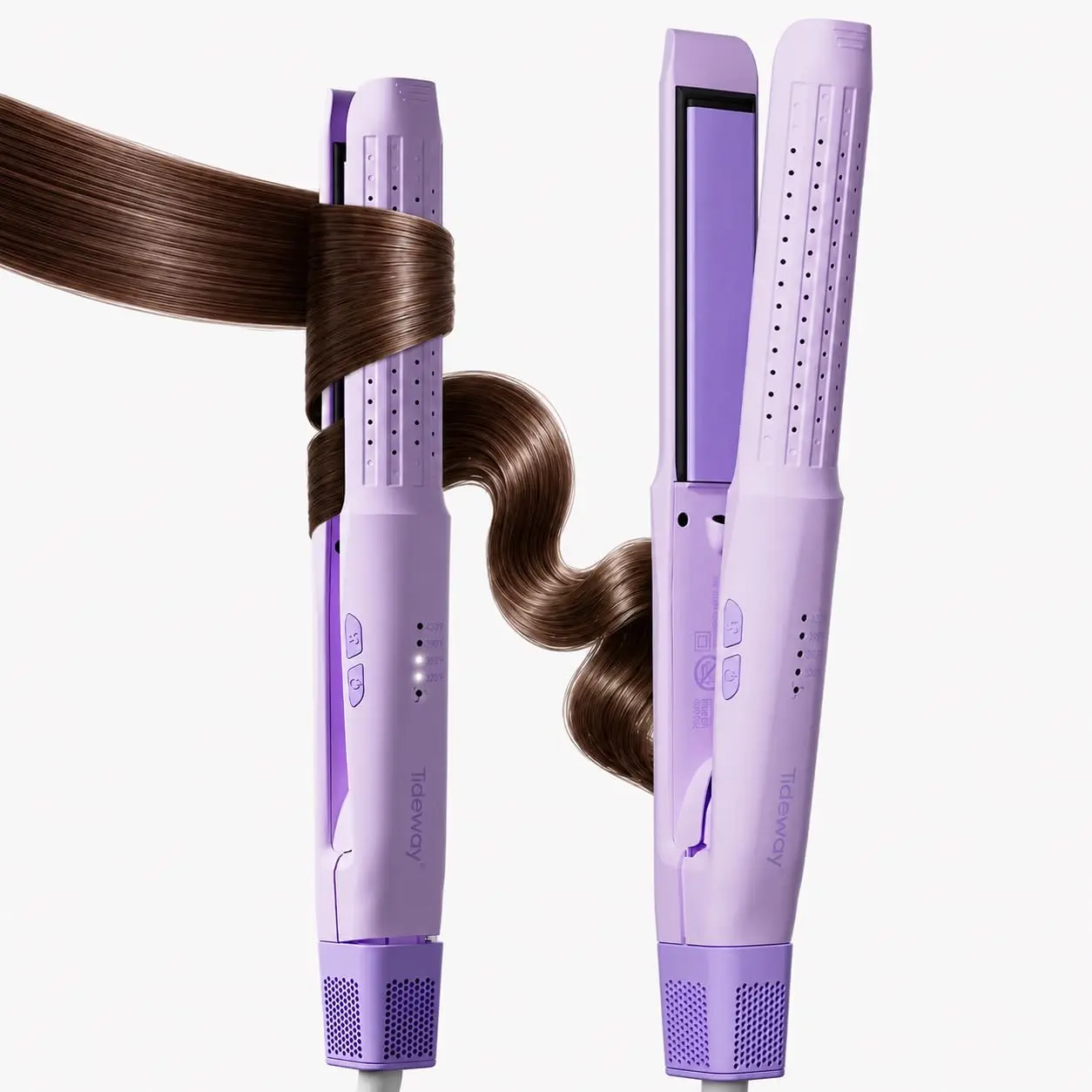 Tideway Hair Straightener, Dual Voltage Travel Hair Straightener,Hair Curler for Long Short Hair, Flat Iron 4 Temps Control,Dual Voltage Travel Styling Tool, Purple
