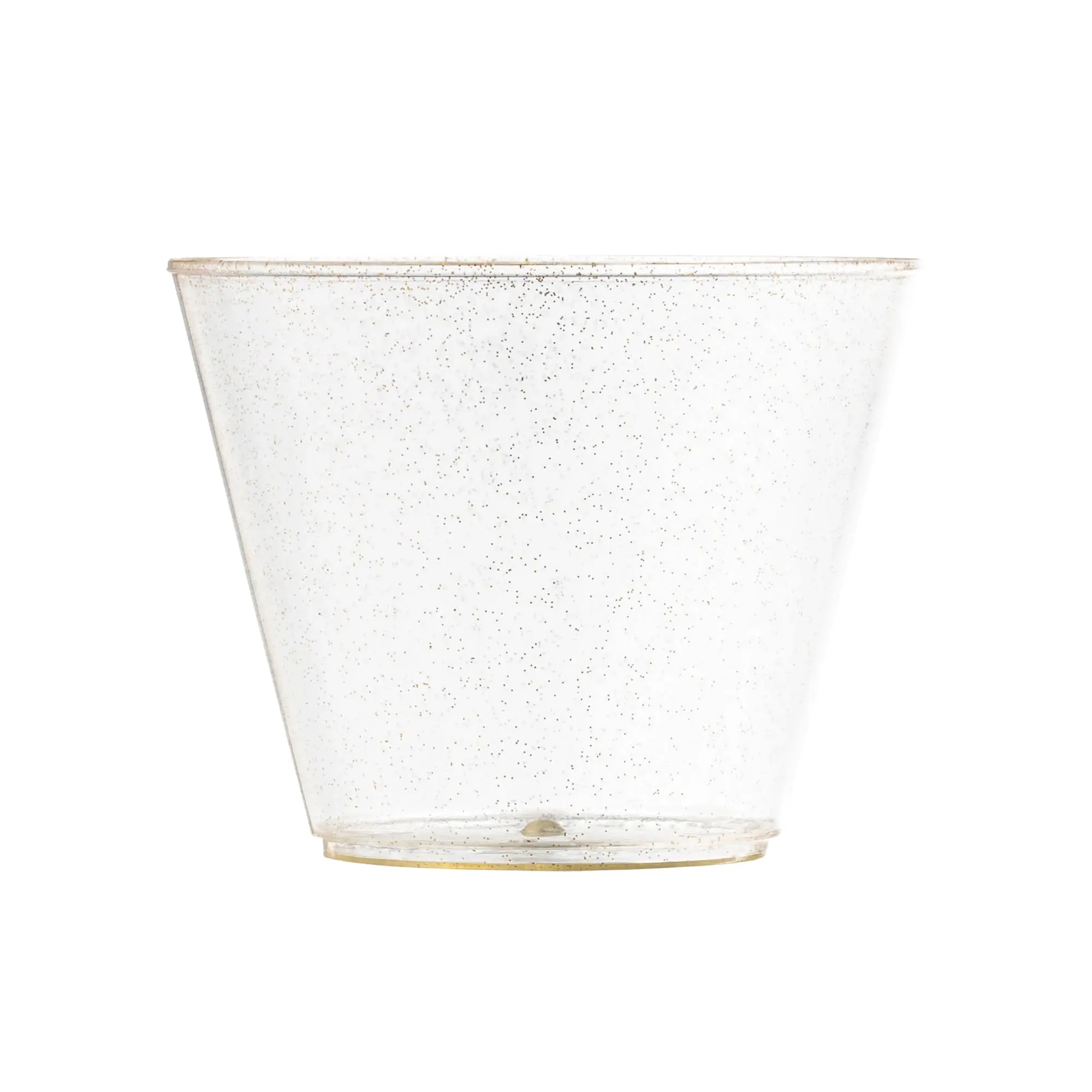 9 oz. Clear with Gold Glitter Round Disposable Plastic Party Cups