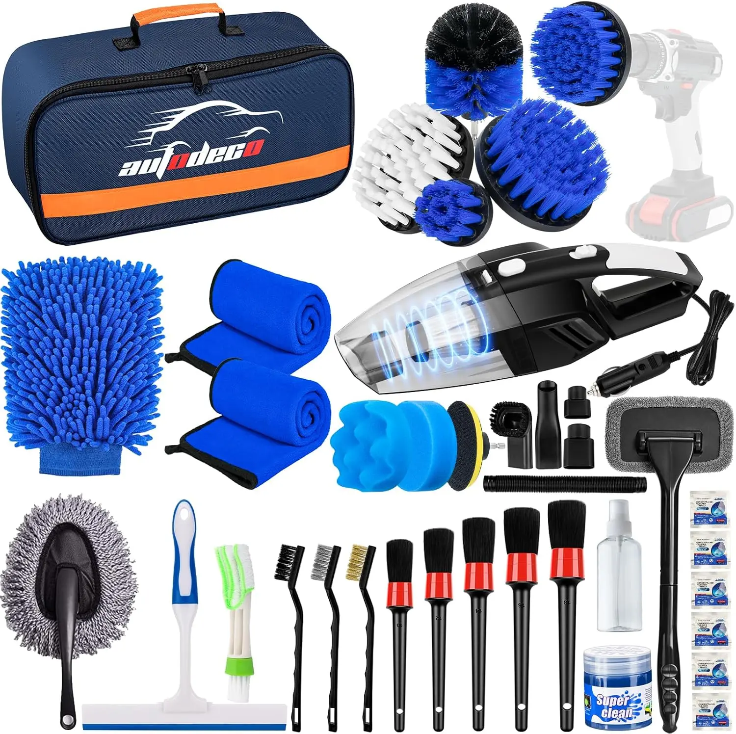 Car Detailing Kit 37PCS – Drill Brush Set, Cleaning Tools & Vacuum for Interior, Wheels & Exterior CartVibe