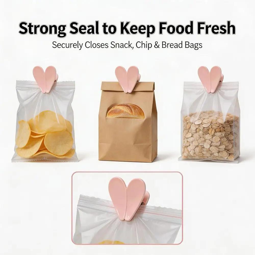 Aesthetic Cherry Blossom Fridge Magnetic Chip Clips| 6 Bag Clips + 1 Magnetic Base| Cute Food Sealing Clips for Snack Bread Pet Food Storage| Fridge Organizer Kitchen Decor Gift