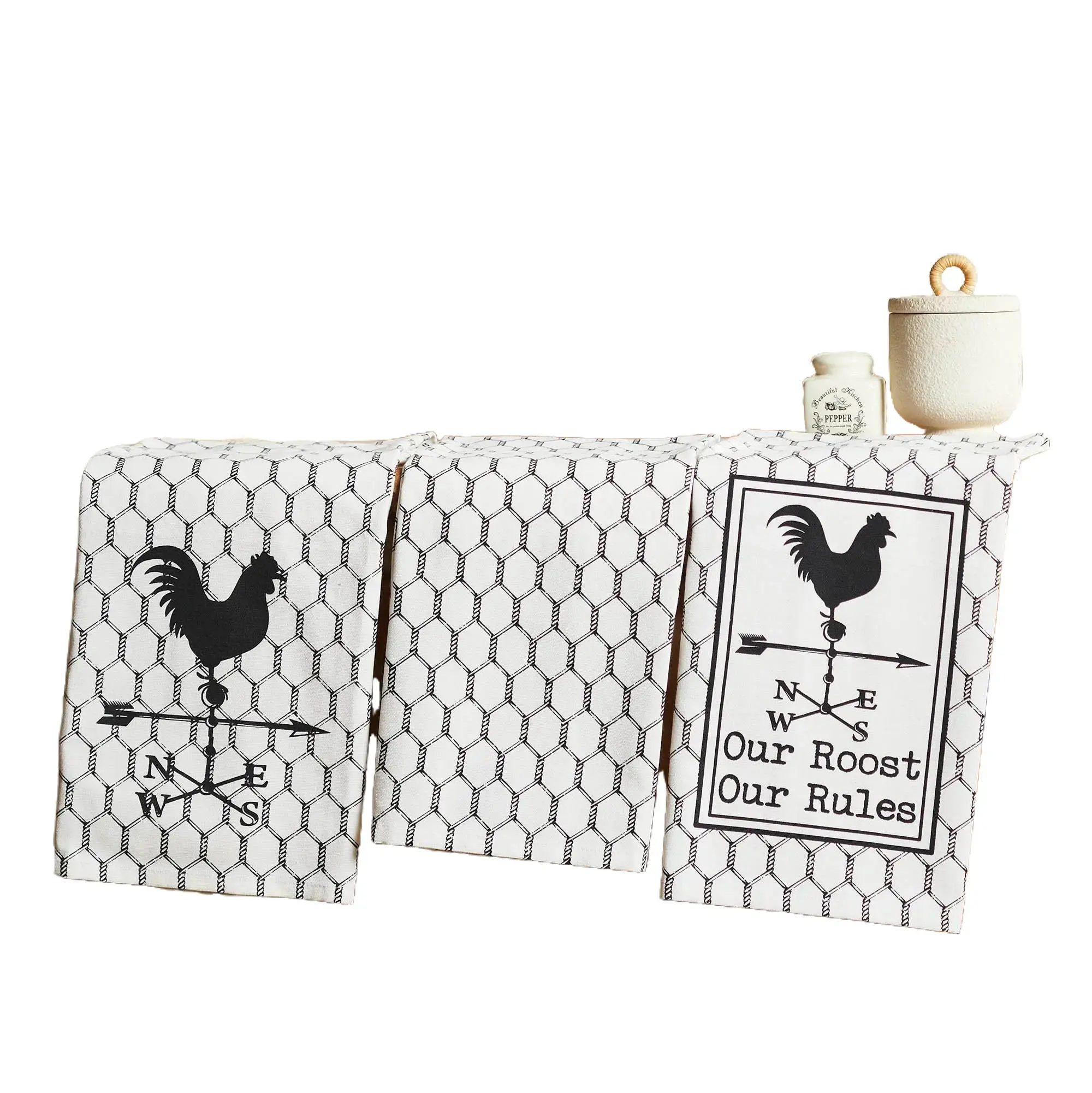 Our Roost Our Rules Farmhouse Tea Towel Set - Set of 3