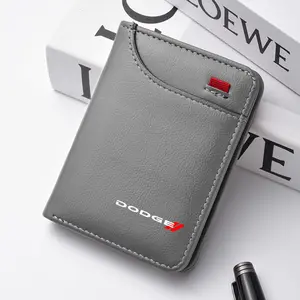 Leather Car Coin Purse Personalised ID Card Holder Men Wallet For Dodge Challenger Charger Journey Ram Durango SRT Dart Journey