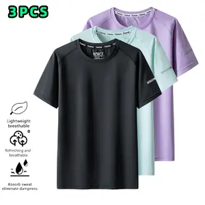3PCS Women’s short-sleeve sports T-shirt for summer—stretchy, breathable running top with reflective print; elastic fabric suitable for running, training, and yoga.