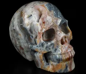 Geode Huge 4.8" Indonesian Agate Carved Crystal Skull, Realistic, Crystal Healing