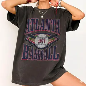 Atlanta Baseball Sweatshirt, Vintage Washed Tee, Comfort Colors Shirt, Game Day Oversized Graphic Tees
