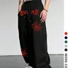 Men's Casual Loose-Fit Jogger Pants, Spider Web Print Drawstring Waistband, All-Season Comfortable Fabric for Everyday Wear, Baggy Sweatpants, Printed Sweatpants