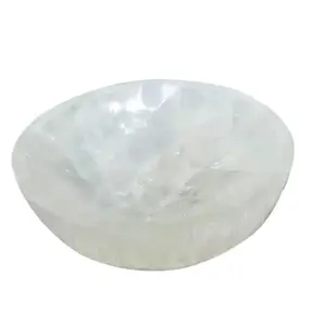 Moroccan Ethically Sourced Pure Selenite Crystal Bowl - Smudging Tool, Healing Accessory, Crystal Recharging Station