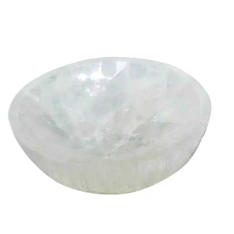 Moroccan Ethically Sourced Pure Selenite Crystal Bowl - Smudging Tool, Healing Accessory, Crystal Recharging Station