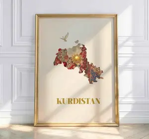 [Sale Up To 40%, Unframed] Kurdistan Poster, Kurdish Map, Traditional Art, Kurdish Culture, Wall Decor, Kurdish, Kurdistan, Kurdish