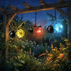 Upgraded Solar Bee Lanterns, Cute LED Outdoor Hanging Pendant Lights, Minimalist Solar Garden Decor Lights, Perfect for Porch Yard Patio Decoration & Festival Gifts