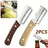 2PCS Sturdy 2-in-1 Veggie Peeler Kitchen Utensils - Food Prep Tool with Sharp Stainless Steel Blade, Ergonomic Wooden Handle, Peel-Slice Dual Use, Bottle Opener, Smooth Peeling for Potato, Pumpkin, Carrot