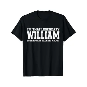 William Personal Name Funny William T-Shirt Gift, Unisex, Hot selling items, Soft, Breathable, Lightweight - Crew Neck, Regular Fit - Machine Washable, Comfortable Crew Neck Short Sleeve Graphic Print T-Shirt, Black, Sizes S to XXXL, Casual Wear Halloween