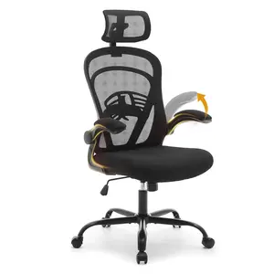 [FLASH SALE] Garvee Ergonomic Office Chair, 300 LBS Capacity, High Back Mesh Desk Chair with Wheels, Flip-Up Armrests, Comfortable Lumbar Support Gaming Chairs for Home Office, Bedroom, Study, Black, Beige
