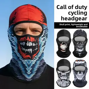 Call of Duty Cycling Face-Covering Sun Protection Hood Skull Ghost Face Digital Print Neck-Protecting Full-Face Ice Silk Mask for Summer
