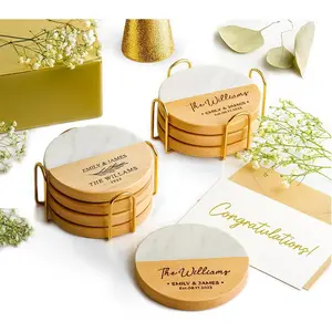 Personalized Coasters, Wedding Gift for Couple, Custom, Premium Craftsmanship Durability Tested, Custom Bar Coasters for Drinks with Monogram Engraved, Great Newlywed