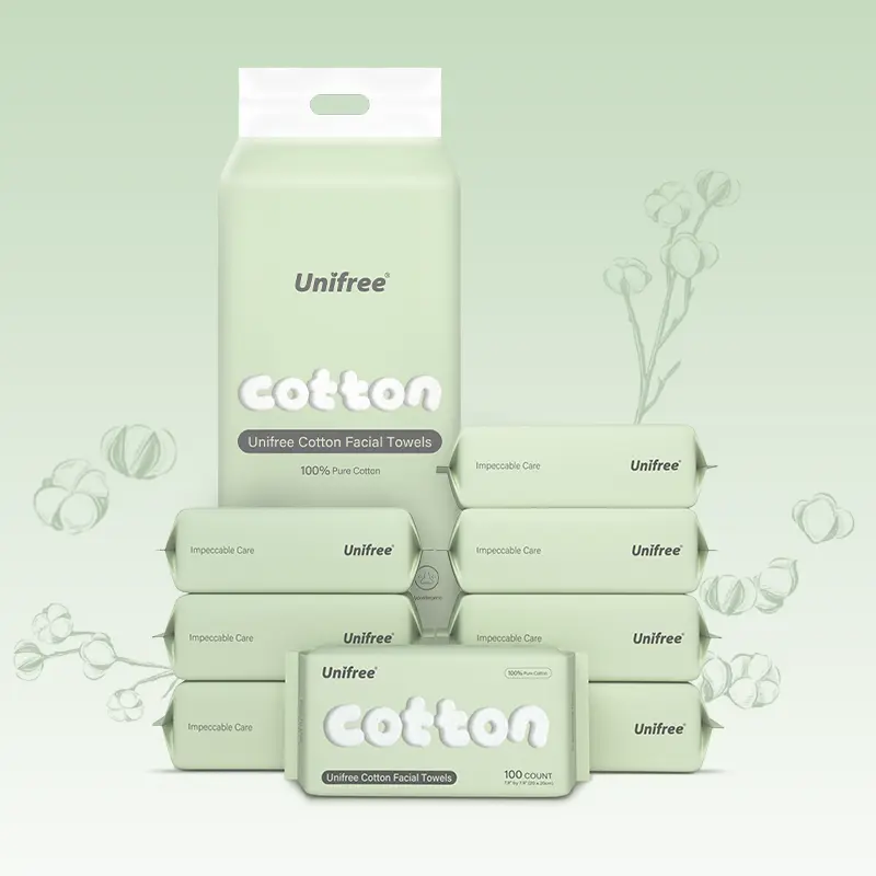 Unifree Clean Towels, 100% Plant Fiber Face Towels, Disposable Face Towelette, Ultra Soft, Ultra Thick, 800 Count, 8 Packs Value Pack Unisex