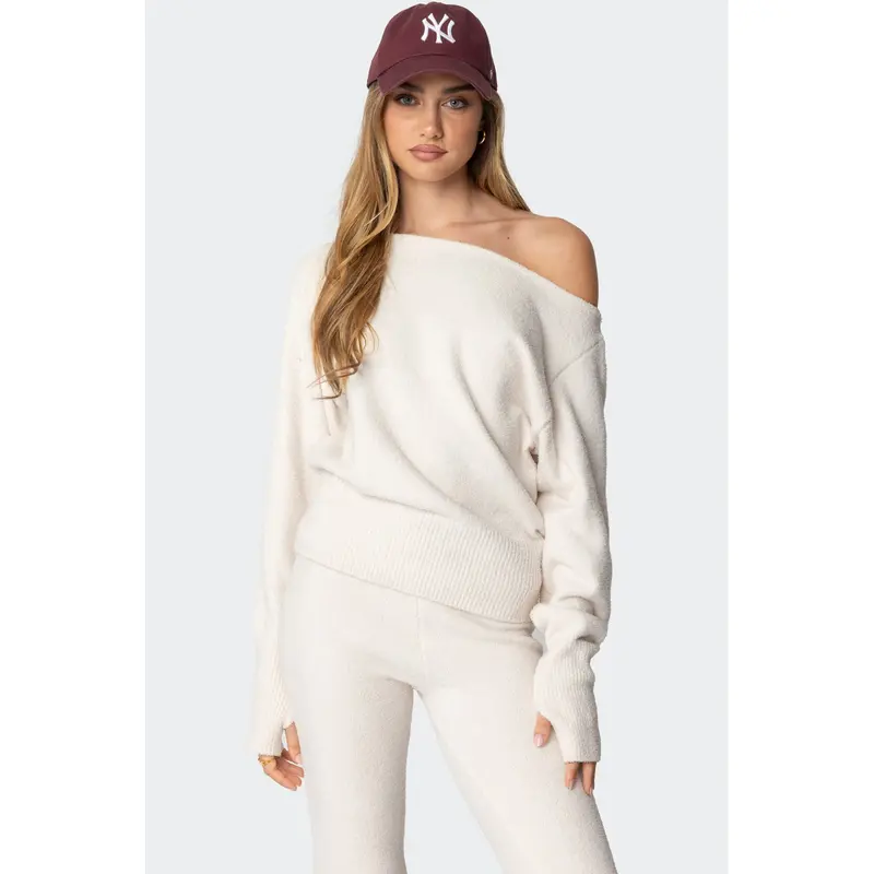 Plush Oversized Asymmetric Sweater