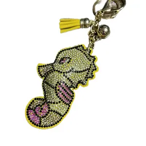 Seahorse Bag Charm or Keychain with Rhinestone Accents and Tassel Detail for Fashion Accessories, Bag Charms, Bag Accessories Charms