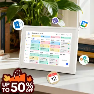 BSIMB 10.1 Inch Digital Calendar Chore Chart, Electronic Calendar Smart Family Planner 1080P FHD Touchscreen Interactive Display Wall & Desk Mount Seamless Scheduling White