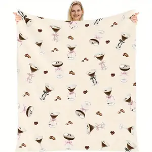 1PcMartini Bow Blanket Gifts - Tini Bit Older Birthday Flannel Blanket Brown Martini Roostertail Party Decorations For Women Bachelorette Tini Bar Party Bridal Shower Favors