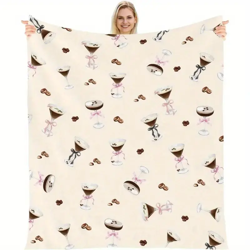 1PcMartini Bow Blanket Gifts - Tini Bit Older Birthday Flannel Blanket Brown Martini Roostertail Party Decorations For Women Bachelorette Tini Bar Party Bridal Shower Favors