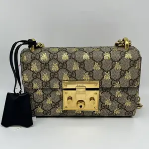 Pre-owned GUCCI GG Bees Padlock Shoulder Bag