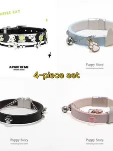 4pcs Puppy Choker Necklace Set, High-End Dog Paw Design, Unique Fringe Chain Bracelet, Sweet Cool Girl Jewelry for Couples