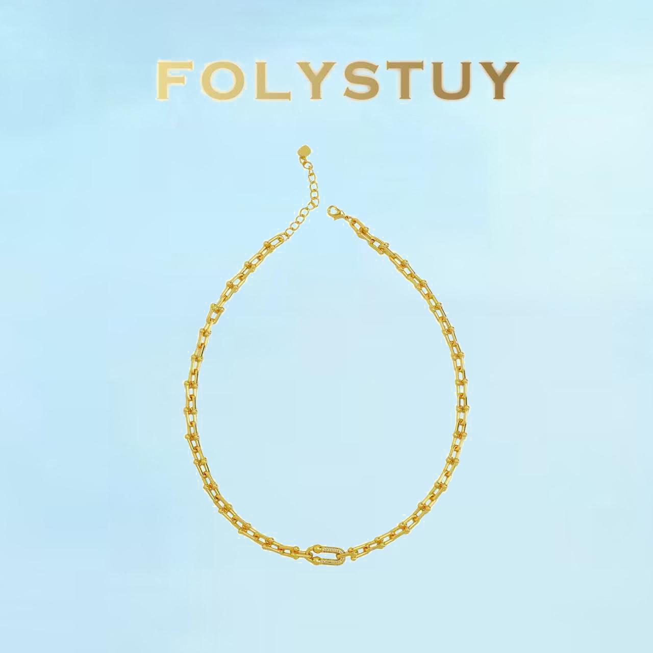 [FOLYSTUY (Y154)]19.6 Inch 8mm Paperclip Chain Jewelry Set, Necklace Bracelet Ring 3Pcs Set with Extension Chain, Minimalist U Link Chain Jewelry for Women Men, Everyday Wear Gift