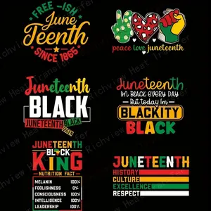 June Festival Iron-On Patches Set of 6, 1865 Liberation Celebration Design, Washable Vinyl Heat Transfer Stickers, Perfect for T-Shirt Decoration, Diy Craft Supplies