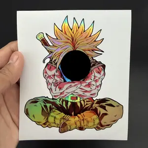 Anime Golden Hair Calm Pose Holographic Sticker Waterproof UV Resistant