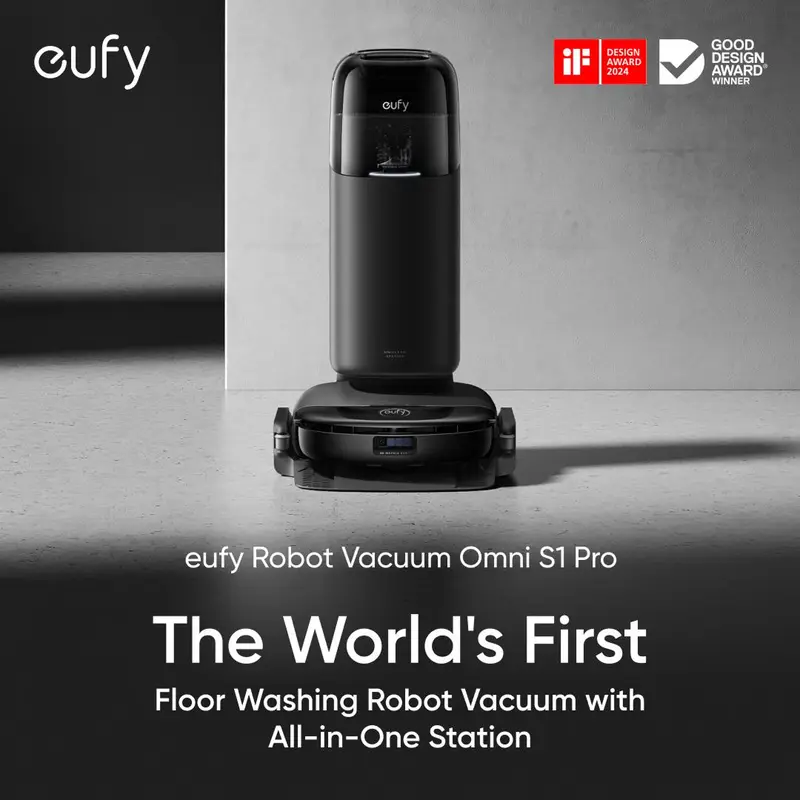 eufy Omni S1,Robot Vacuum Cleaner with Mop, Incredible Suction, All-in-One Station, Smart Obstacle Avoidance, Lift Mop, Wi-Fi, App, Alexa, Corner-to-Edge Deep Cleaning
