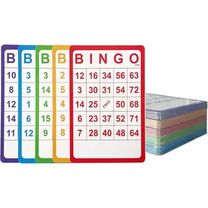 100 Reusable Bingo Paper Game Cardstock Bulk, 5 Colors