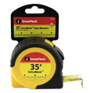 212 MAIN ExtraMark Tape Measure - 1 in x 35 ft, Yellow & Black, Belt Clip, Fractional Marks, Positive Lock, Rubberized Hand Measuring Tool