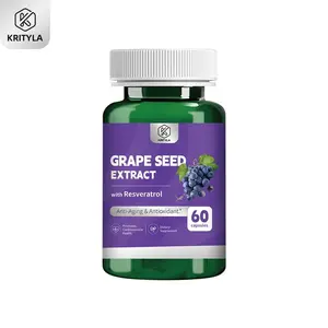 【KRITYLA】GRAPE SEED EXTRACT | Made in USA | 60 Capsules | with Resveratrol Anti-Aging & Antioxidant  | Promotes Cardiovascular Health | Dietary Supplement Dietary Supplement | Brighten and Smooth for skin Glow Fitness Edible