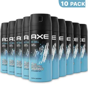 AXE Ice Chill Deodorant Body Spray 10 Pack (150ml/5.08oz) - Iced Mint and Lemon 48-Hour Fragrance Protection