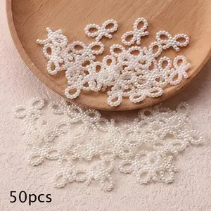 The bow knot, an ivory-white hair ring decoration, is suitable for homemade wedding hair accessories, daily decoration, homemade hair clips jewelry, and the hair clip accessories materials needed for DIY projects, Bead Assortment