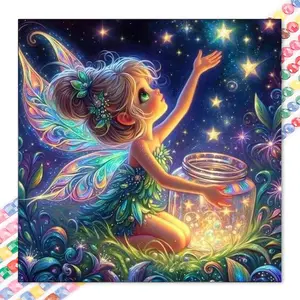 1 set of DIY diamond painting kit, 5D diamond art set, DIY decorations fairy, stars, night sky mosaic, diamond art, DIY art home decor, Wall Art Painting