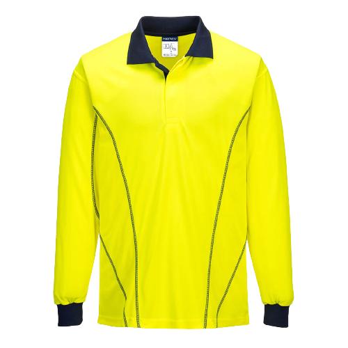 Portwest AirMesh Long Sleeve Polo Shirt Yellow Comfortable Taped Hi Vis MP512