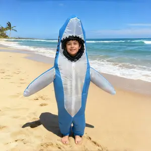Halloween Inflatable Shark Costume for Kids, Fits Height 110cm-130cm, Boys & Girls Party, Fun Halloween Dress-Up Apparel