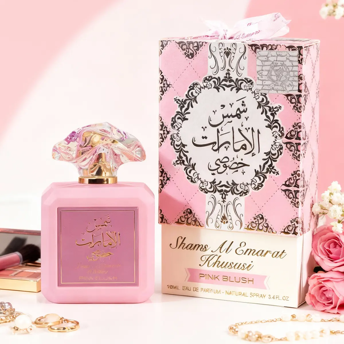 Pink Blush Shams Al Emarat Khususi Eau De Parfum Spray 100ML (3.4 OZ) 1010 | A Sweet, Elegant Fragrance for Every Occasion.