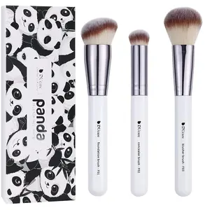 Ducare Makeup Brushes 3Pcs Foundation Contour Brush& Concealer Brush& Blusher Brush Face Kabuki Blush Bronzer Travel Buffing Stippling Contour Liquid Blending Makeup Brush Set White Doremi Beauty