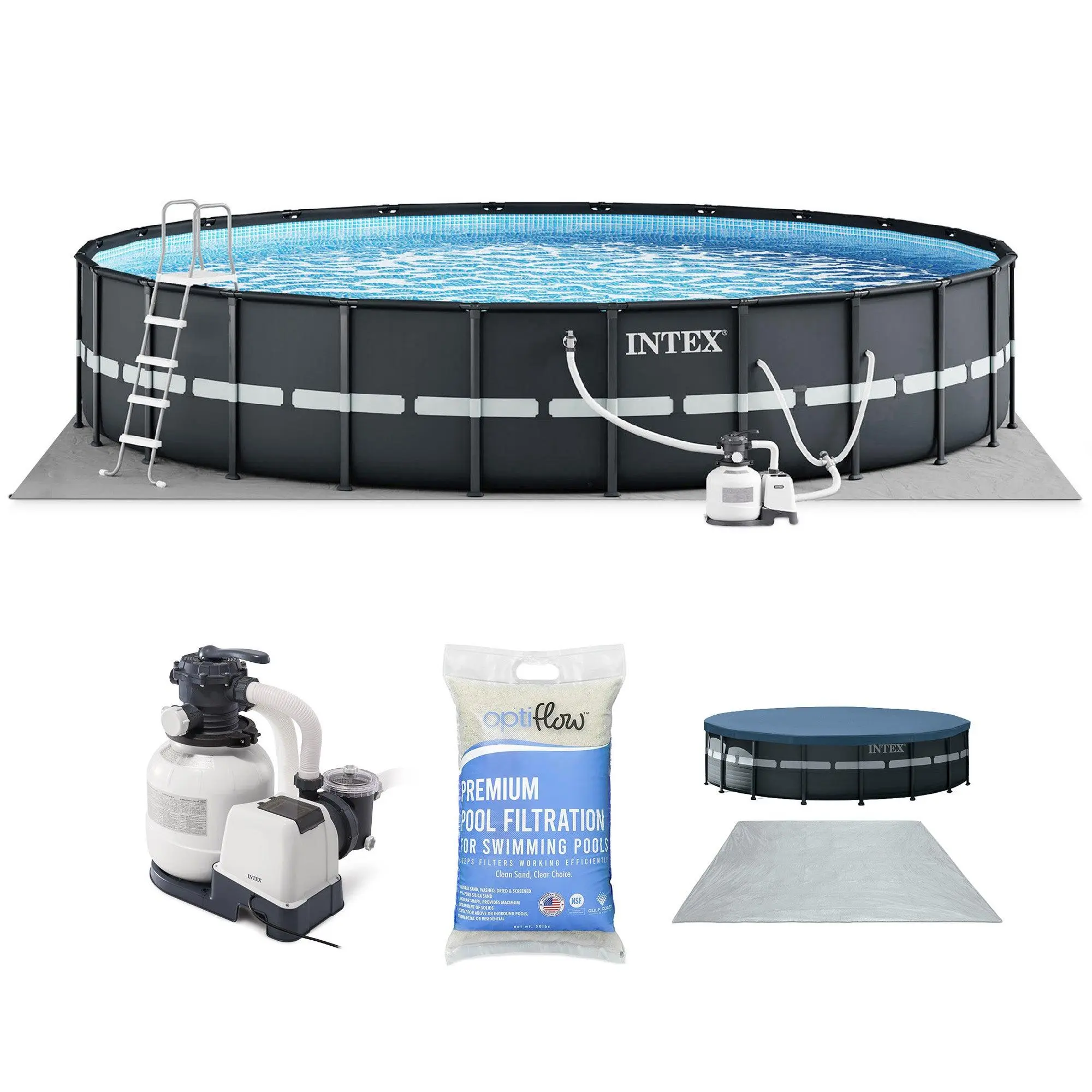 Intex Ultra XTR Frame 24'x52" Above Ground Pool and OptiFlow Premium Filter Sand