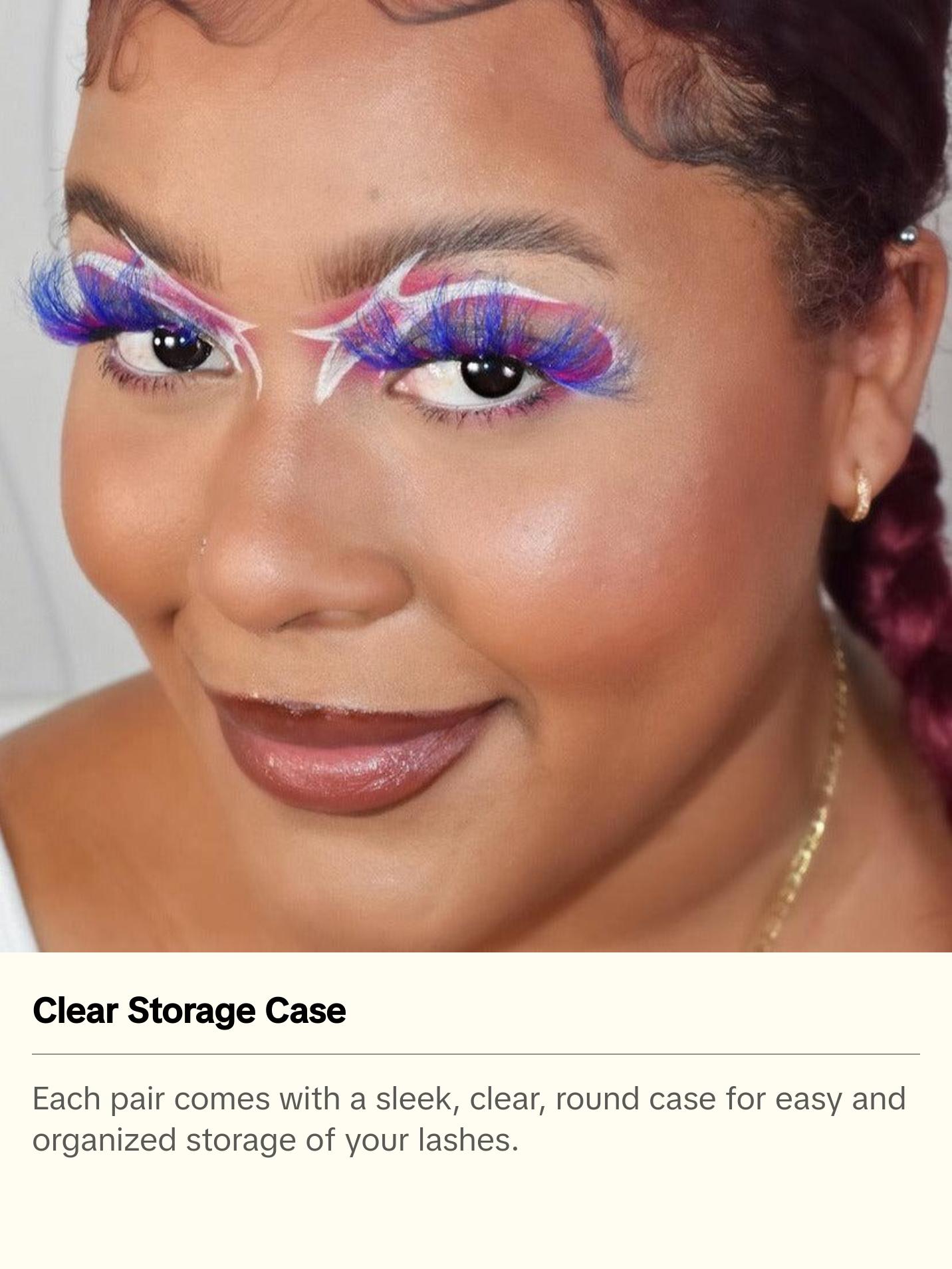 Bubblegum 25mm Pink and Blue Anime Colored Strip Lash 100% Mink Glue-On Eyelashes for Bold Playful Looks 20+ Uses with Free Spoolie | Perfect Halloween Lashes Colorful