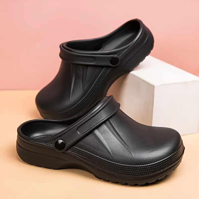 Lightweight Non-slip Solid Color Clogs - Closed Toe Two-way Wear Garden Beach Clogs for Summer