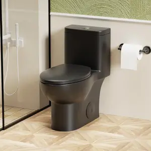 Bellemave  1.1/1.6 GPF Tornado Flush One-Piece Toilet with Comfort Chair Seat ADA Height 17", Powerful & Quiet Dual Flush Modern Toilet,Siphonic S-trap 12",Rimless Bowl with Soft Closing Seat, 103.60 Lbs, 12-Inch Rough-In Design