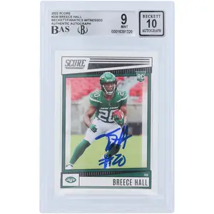 Breece Hall New York Jets Autographed 2022 Panini Score #330 Beckett Fanatics Witnessed Authenticated 9/10 Rookie Card - Fanatics Authentic Certified
