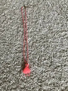 J.CREW CREWCUTS FUZZY MONSTER PENDANT NECKLACE. CORAL.